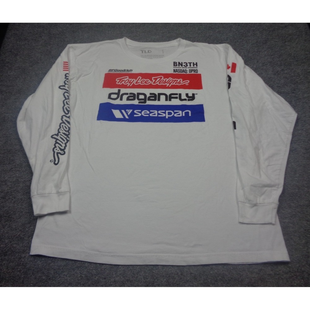 Troy Lee Designs Shirt Mens XL White Long Sleeve Moto Bike MTB‎
